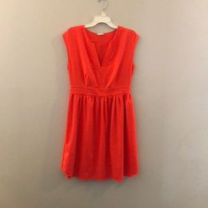 Bright solid orange sleeveless summer dress L